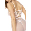 2 en 1 Nuisette et ensemble 2 pièces en dentelle et résille transparente - MAL7544WHT