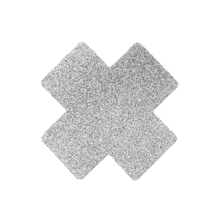 Paire de cache tétons adhésifs croix pailletée blanc - NP-1048WHT