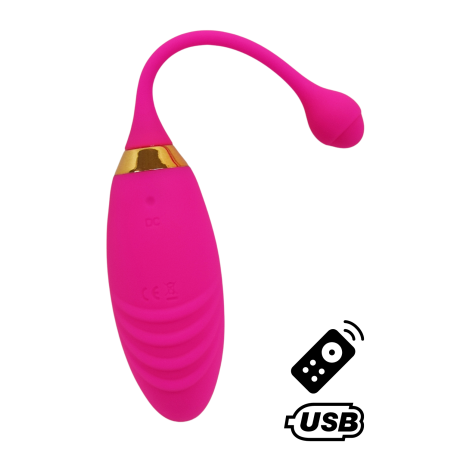 SUNDAY, Un Œuf vibrant USB avec télécommande, dans un silicone médical doux et rainuré - B21PNK