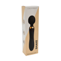 SHAKE Noir, Vibromasseur Wand USB en silicone médical avec 2 puissants moteurs indépendants - BQ107BLK