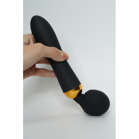 SHAKE Noir, Vibromasseur Wand USB en silicone médical avec 2 puissants moteurs indépendants - BQ107BLK