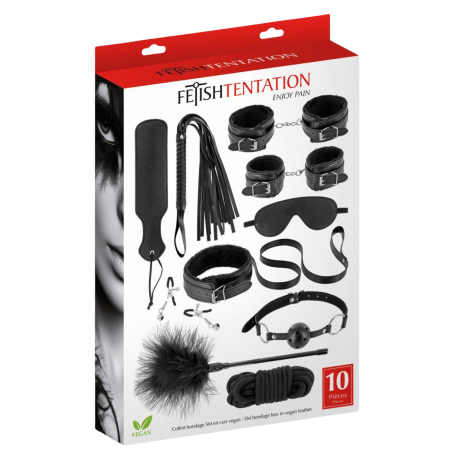 Coffret BDSM 10 produits en cuir vegan Fetish tentation - CC520182001020