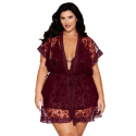 Nuisette et peignoir grande taille couleur aubergine - DG13666XCHE